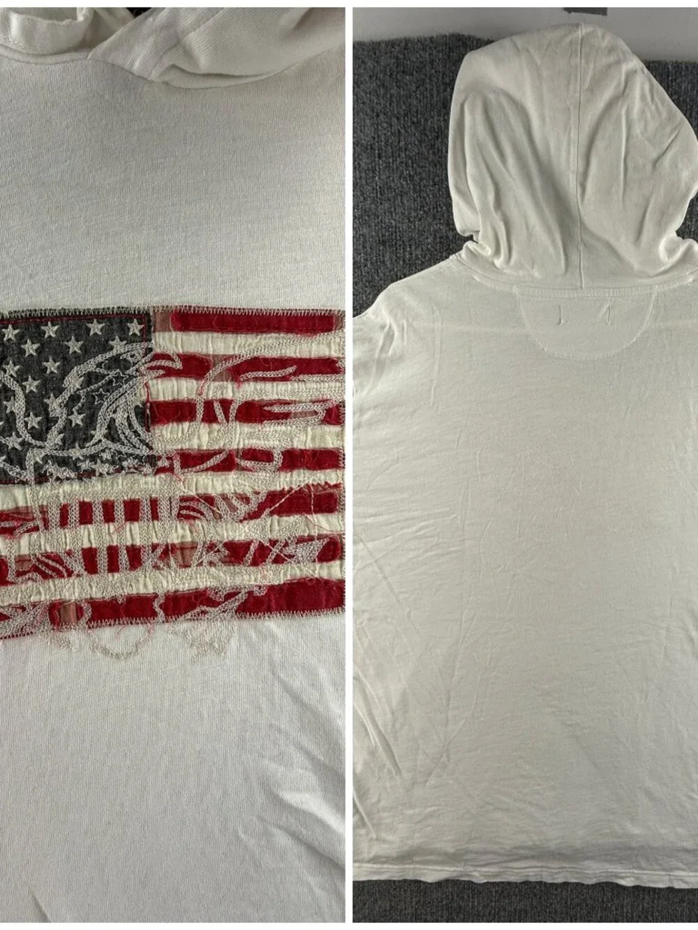 Polo Ralph Lauren Lightweight USA Flag 2XL White Sweater Pullover Graphic Hooded